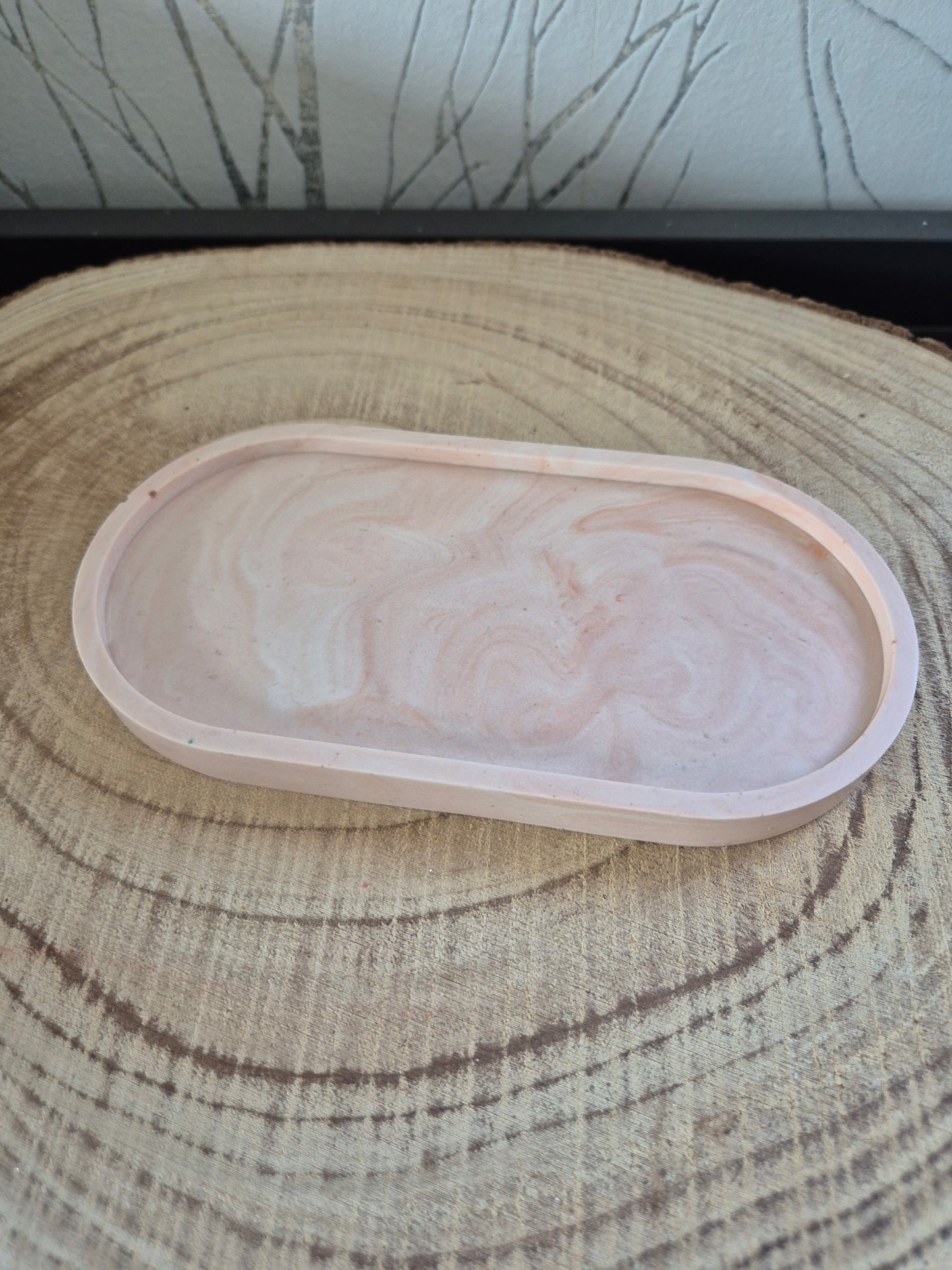 Vide poche ovale terracotta et blanc